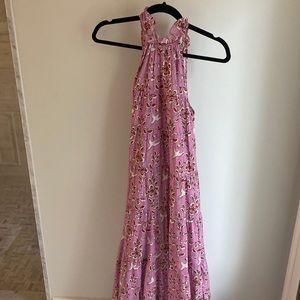 Rhode Resort Julia Maxi Dress Pink Eden Sleeveless High Neck Bird Floral Print